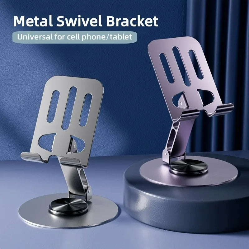 360° Rotating Aluminum Phone & Tablet Stand – Foldable Desk Holder