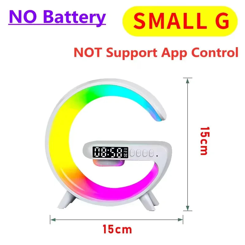 Mini G Lamp Wireless Charger with Bluetooth Speaker, Alarm Clock & RGB Night Light – 6 in