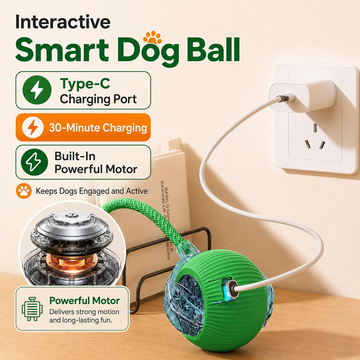Smart Rolling Dog Ball – Rechargeable Interactive Self-Moving Toy