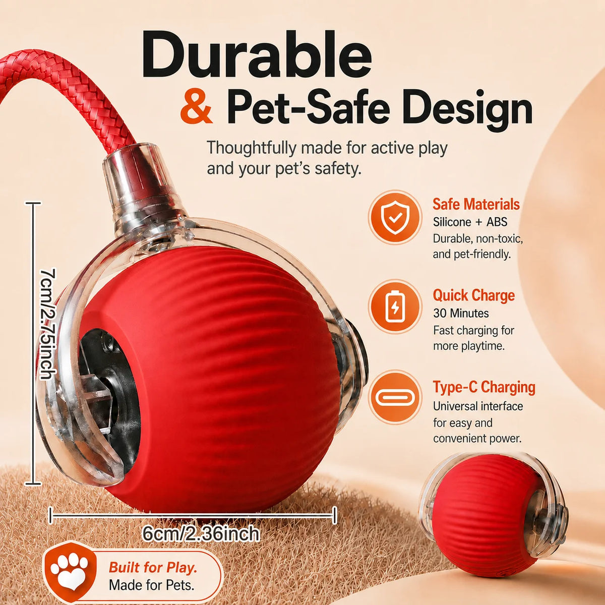 Smart Rolling Dog Ball – Rechargeable Interactive Self-Moving Toy