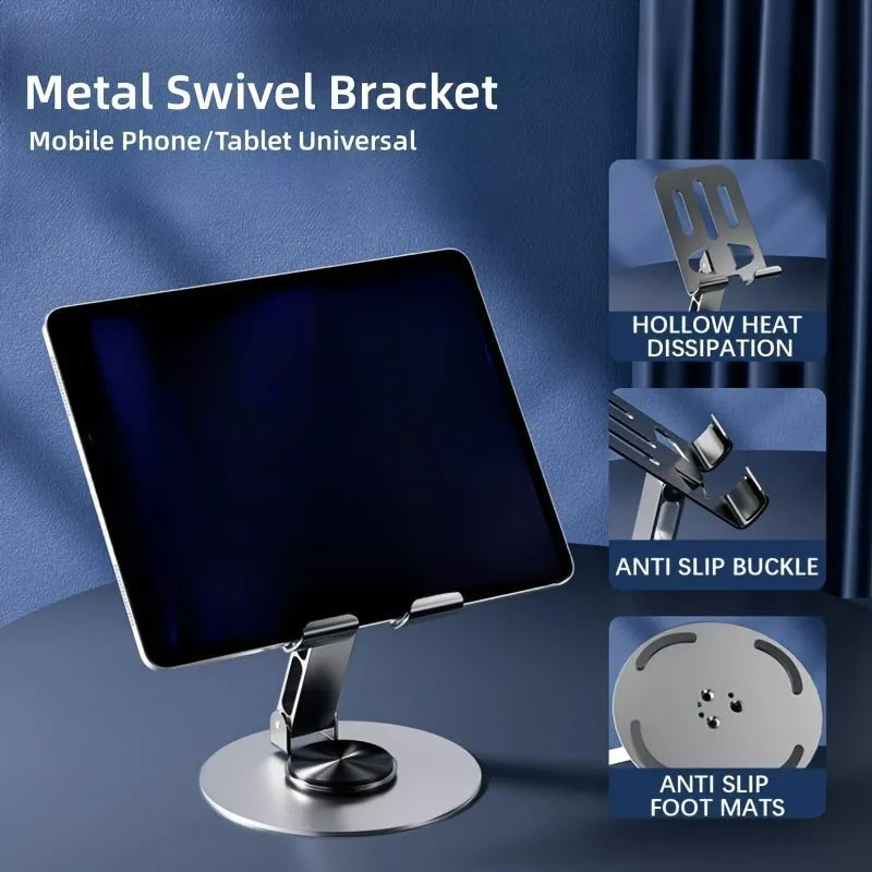 360° Rotating Aluminum Phone & Tablet Stand – Foldable Desk Holder
