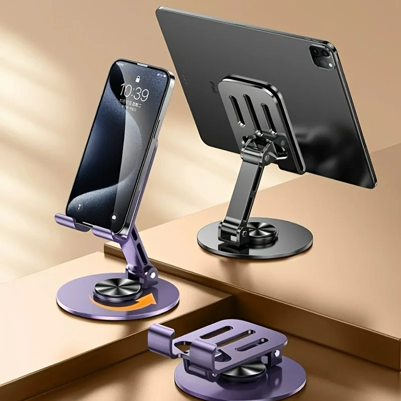 360° Rotating Aluminum Phone & Tablet Stand – Foldable Desk Holder