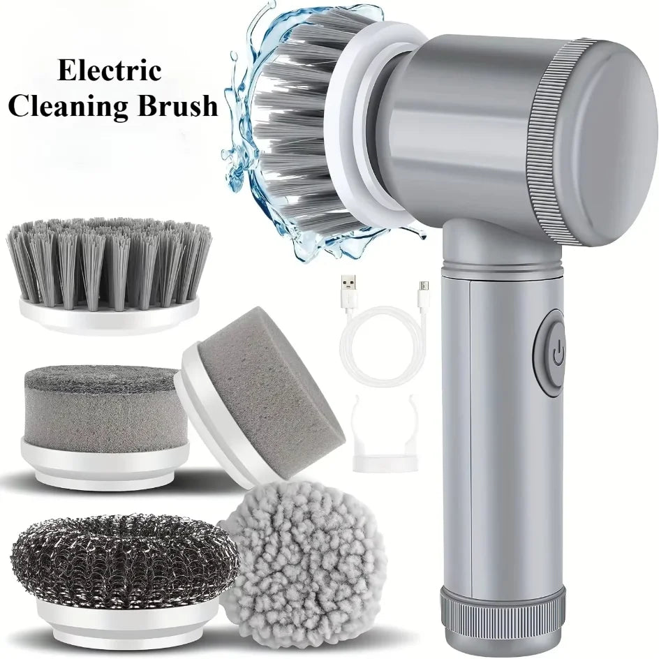 5-in-1 Electric Spin Scrubber Brush for Bathroom Tile Bathtub Sink, Power Scrubber with 5 Replaceable Brush Heads