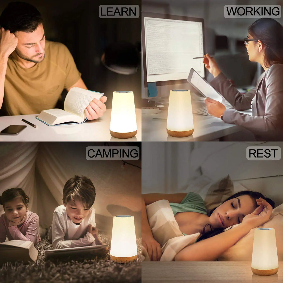 Rechargeable RGB Touch Lamp – 13 Colors, Cordless Bedside Night Light